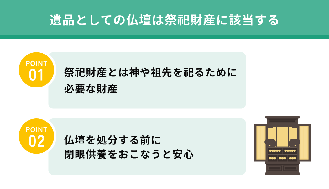 遺品としての仏壇は祭祀財産に該当する