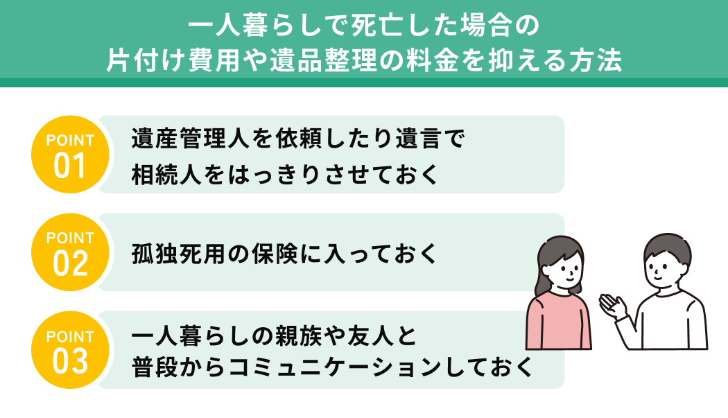 一人暮らしで死亡した場合の片付け費用や遺品整理の料金を抑える方法