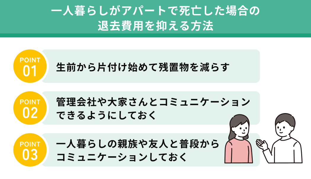 一人暮らしがアパートで死亡した場合の退去費用を抑える方法