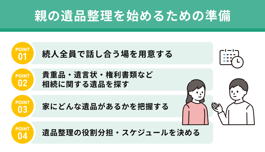 親の遺品整理を始めるための準備