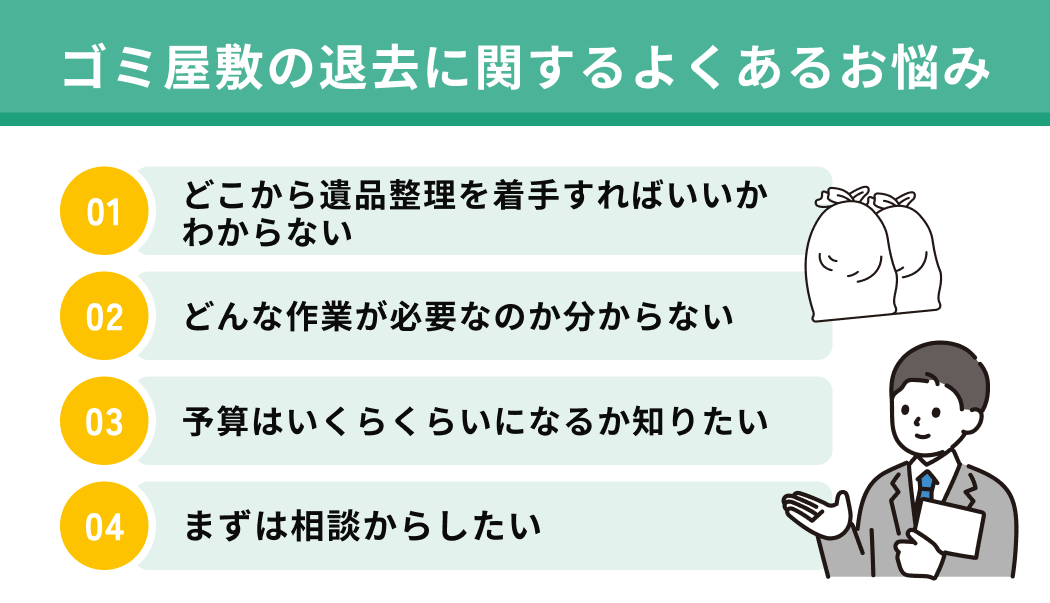 ゴミ屋敷退去に関するよくあるお悩み