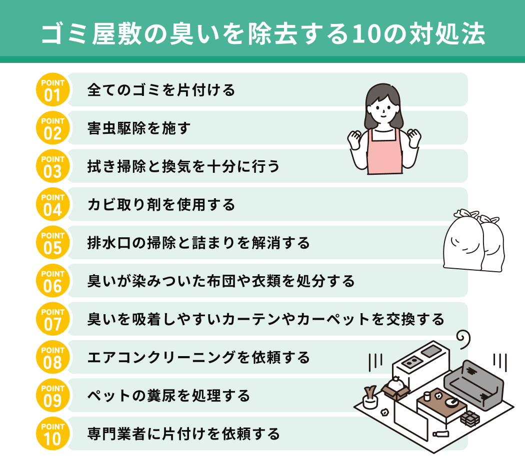 ゴミ屋敷の臭いを除去する10の対処法