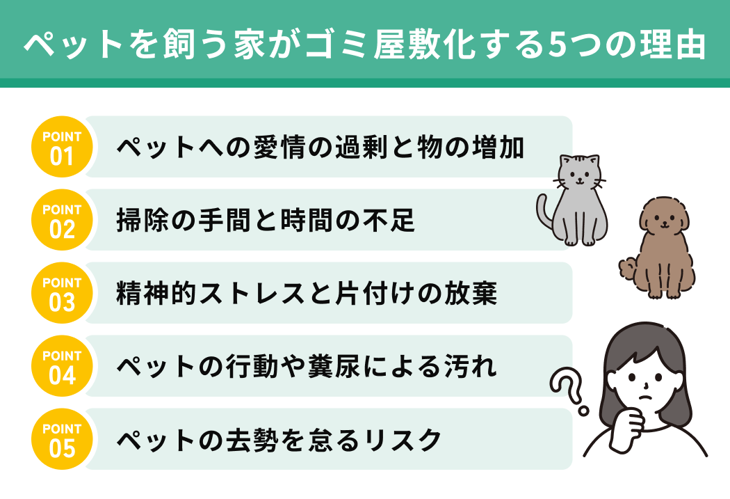 ペットを飼う家がゴミ屋敷化する5つの理由