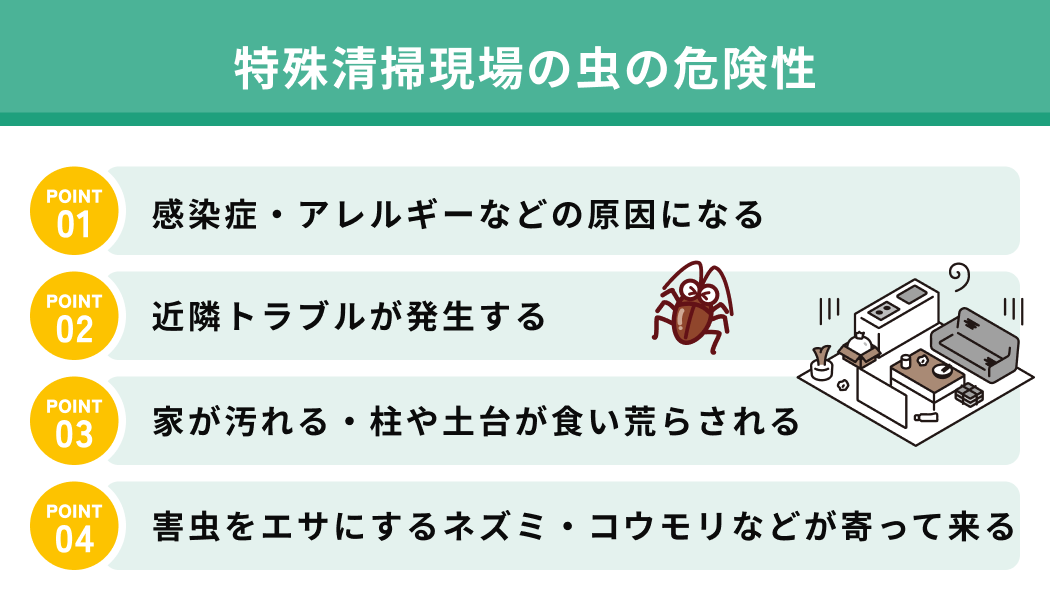 特殊清掃現場の虫の危険性