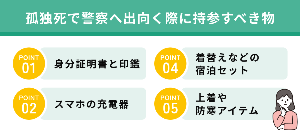 孤独死で警察へ出向く際に持参すべき物
