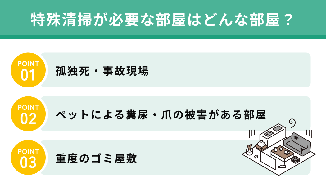 特殊清掃が必要な部屋はどんな部屋？