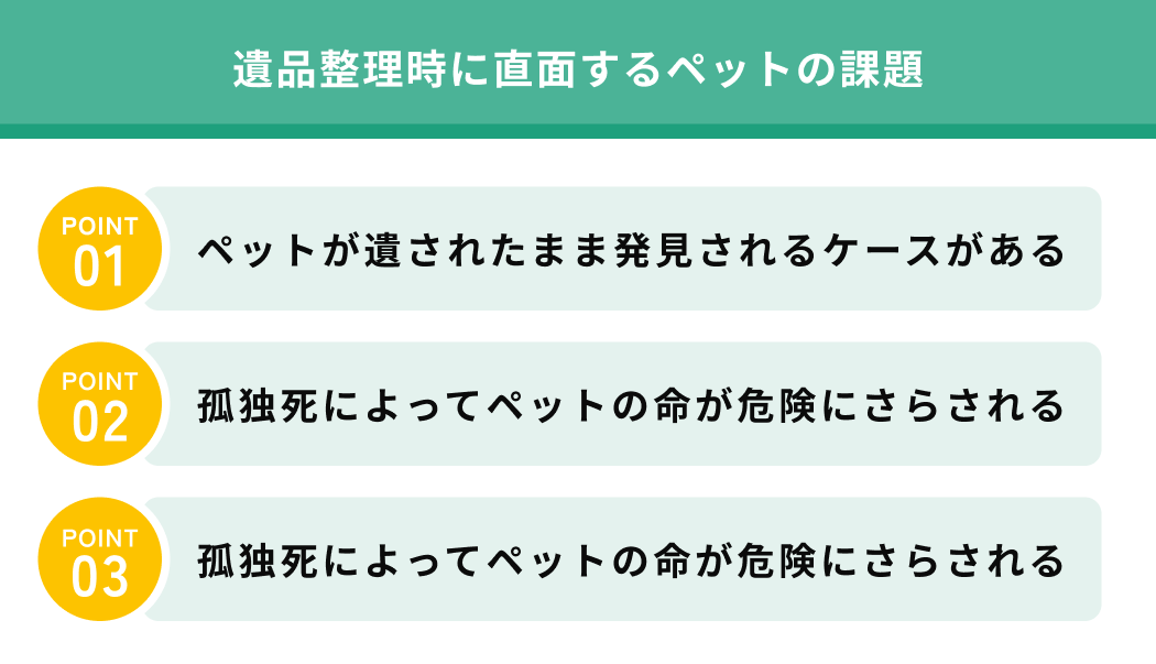 遺品整理時に直面するペットの課題