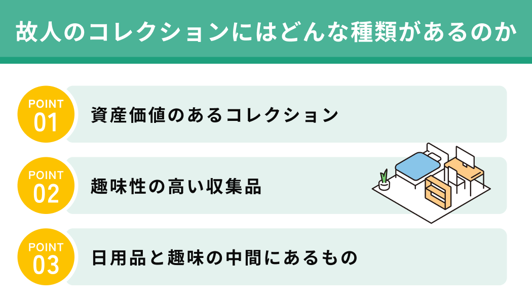 故人のコレクションにはどんな種類があるのか
