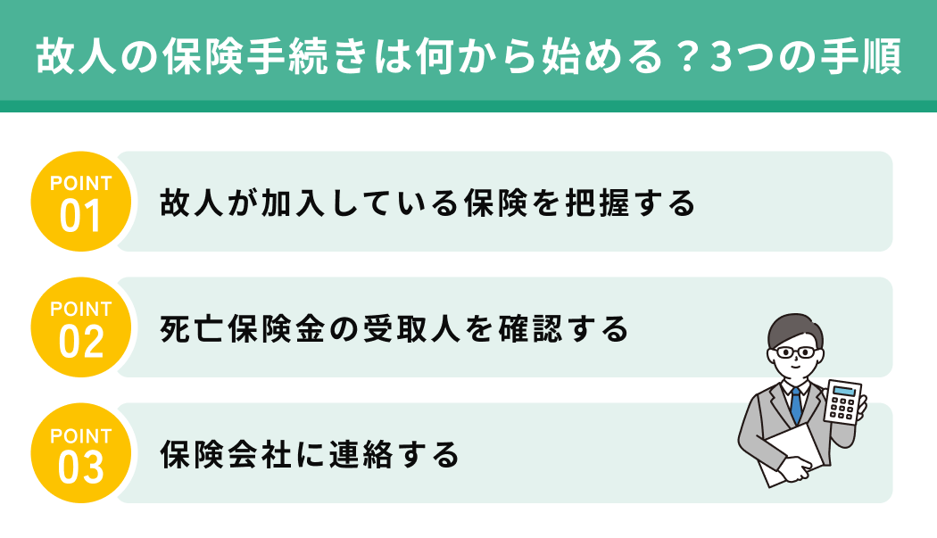 故人の保険手続きは何から始める？3つの手順