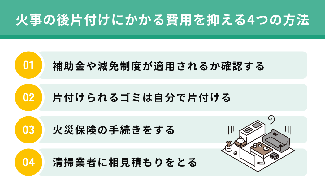 火事の後片付けにかかる費用を抑えるには