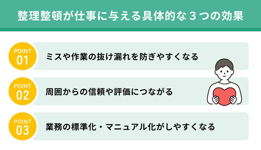 整理整頓が仕事に与える具体的な3つの効果